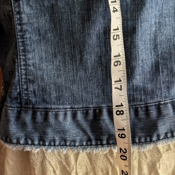 Ruby Rd Jean Jacket Fringe studs cropped. 6P - Picture 6 of 7